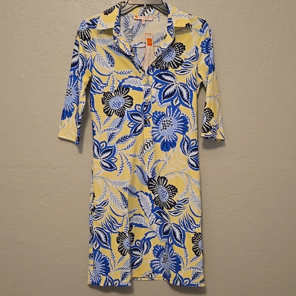 Jude Connally Susana floral dress blooming botanicals butter 3/4 Sleeves, SizeXS - Picture 2 of 4
